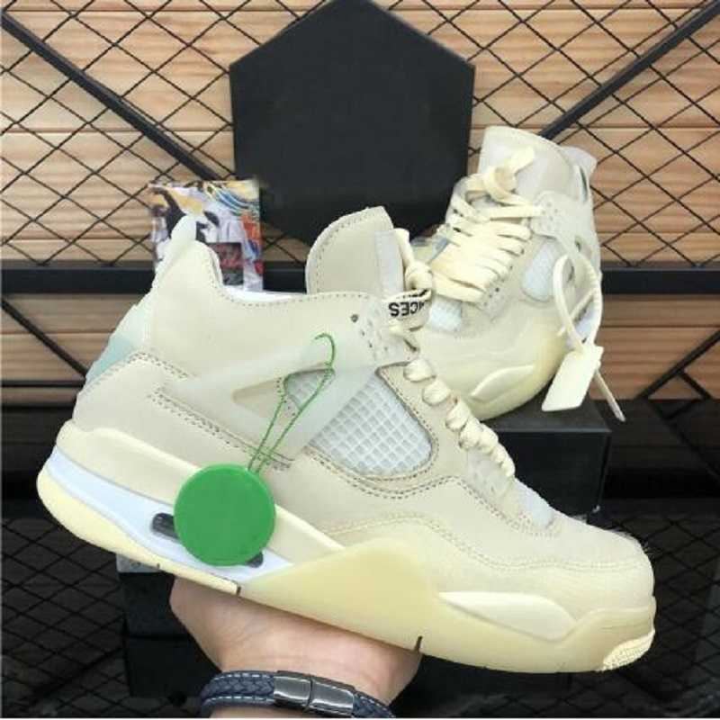 

dropshipping Sport Shoe Top Cream Sail Black Cat White Cement Mens Women Jumpman 4 4s Basketball Shoes Cactus Jack Man Trainers Size36-46, Color 14