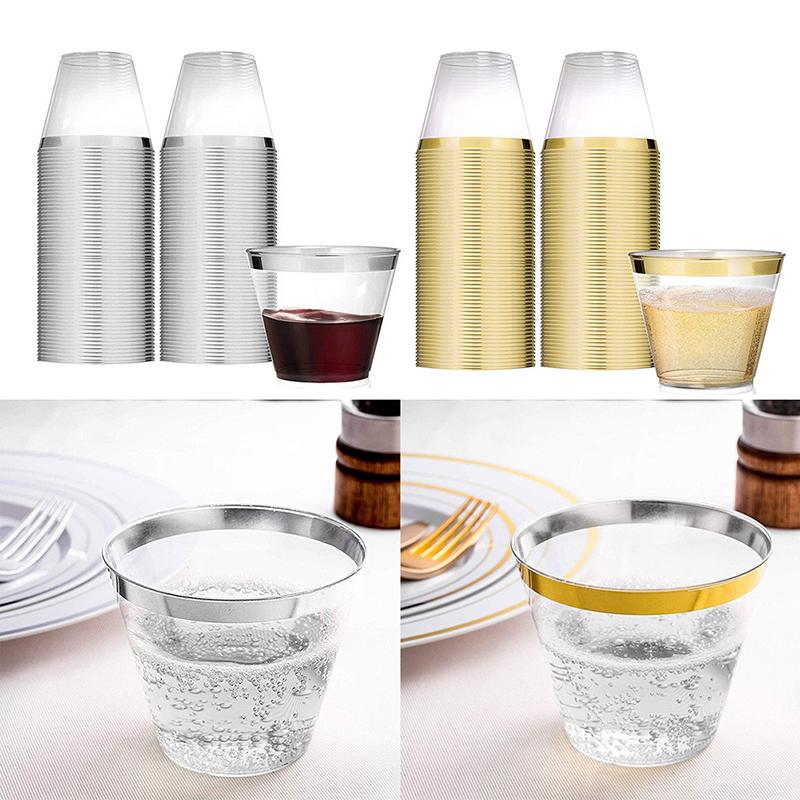

Disposable Cups & Straws Plastic Cup Transparent Wine Glass Champagne Juice Cocktail For Birthday Wedding Decoration Party Supplies