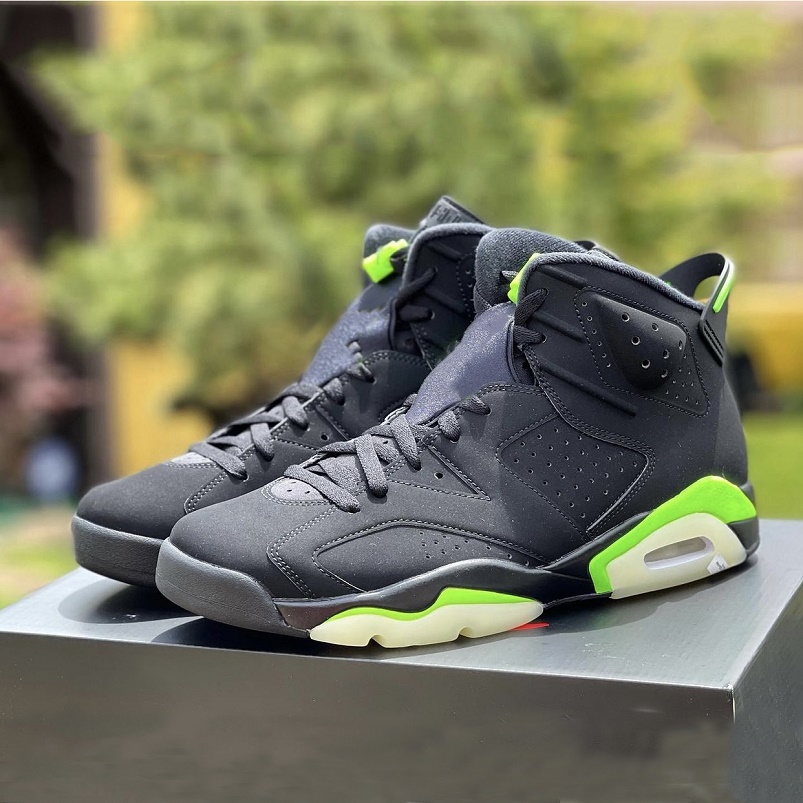 

With box Top quality Electric Green jumpman 6 mens basketball shoes fashion Black Greens 6s men trainers sports sneakers US7-13