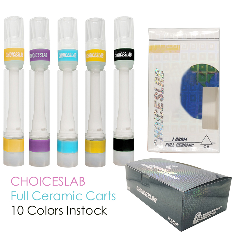 

Choiceslab Vapes Cartridges Vape Pens 510 Thread Carts ATOMIZER Disposable E Cigarette Ceramic Coil Cartridge Packaging 0.8ml Press Tip 10 Vaporizer Empty kits