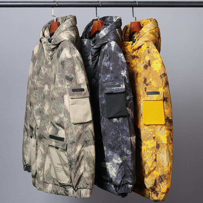 

Outdoor Jackets&Hoodies Men's Thickened Down Jacket Korean Fashion Versatile Camouflage Short Hoodies Hunting Equipment Camp Coat, Blue;black