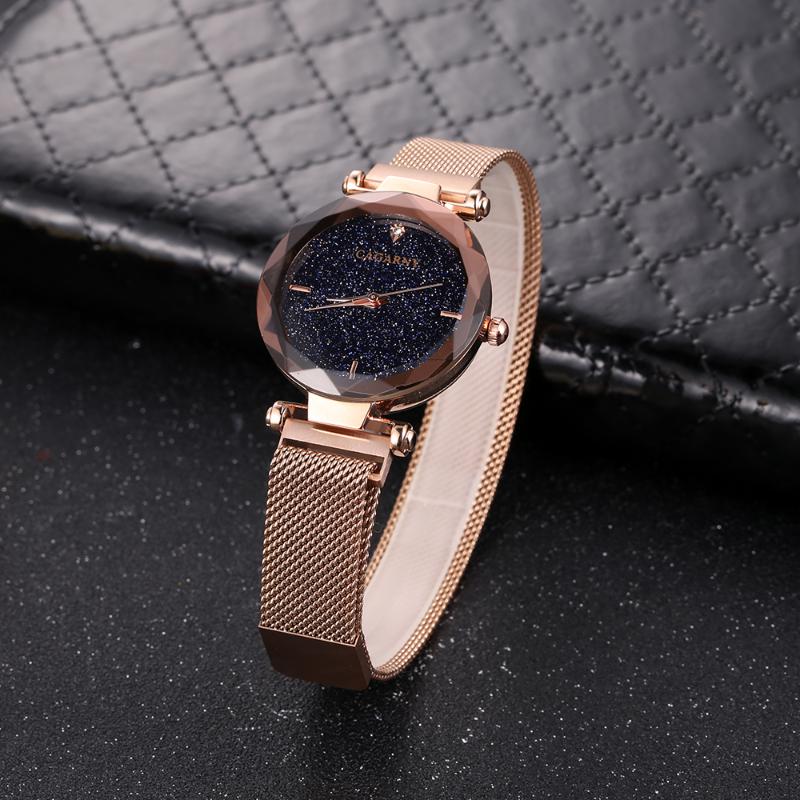 

Wristwatches Cagarny Quartz Watch For Women Creative Ladies Watches Rose Gold Mesh Band Fashion Relogio Feminino, Black