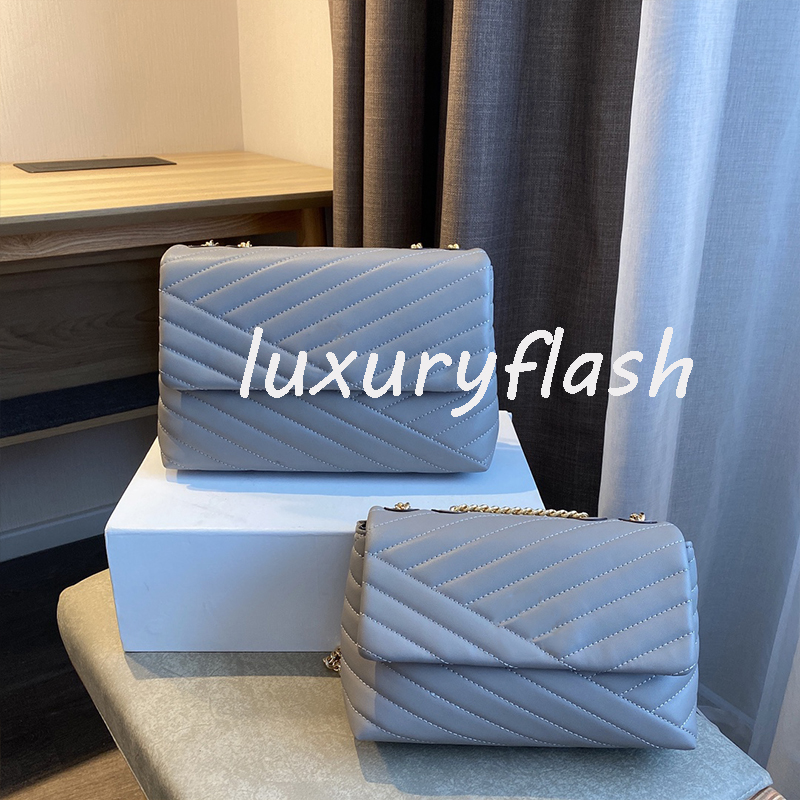 

Women 2021 New Designers Crossbody Bag Genuine Leather Original Quality Shoulder Bags Golden Hardware Chain Luxurys Blue Ladies Popular