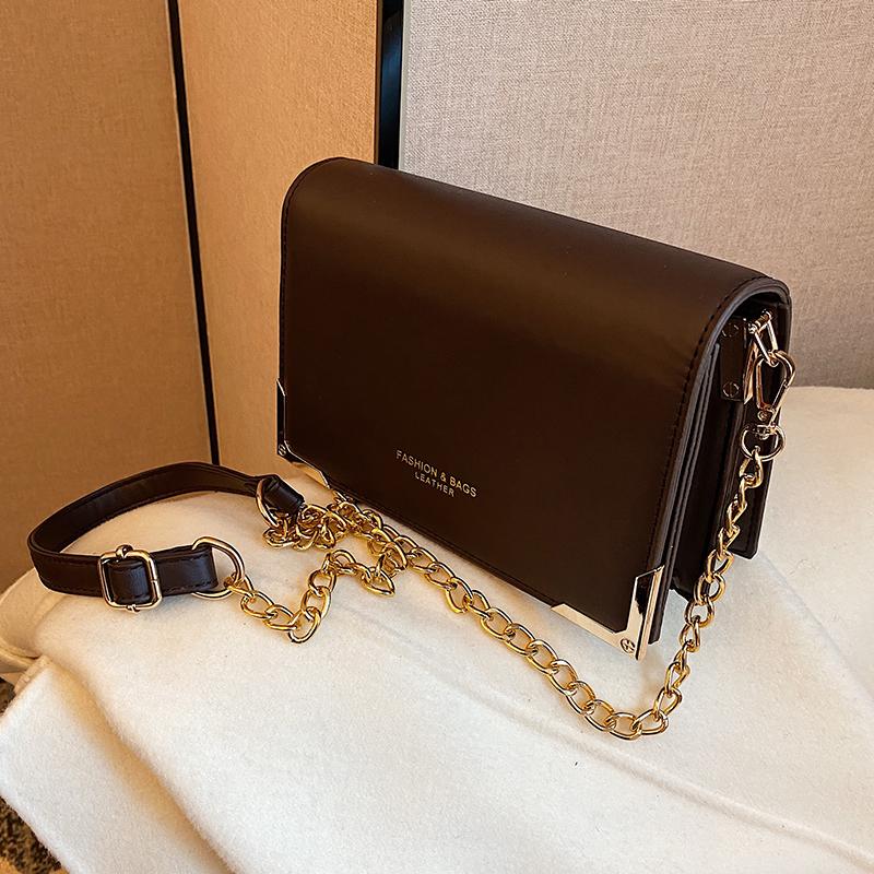 

Retro iron piece alphabet 2021 Fashion New High quality PU Leather Women's Designer Handbag Chain Tote Shoulder Messenger Bag, Black