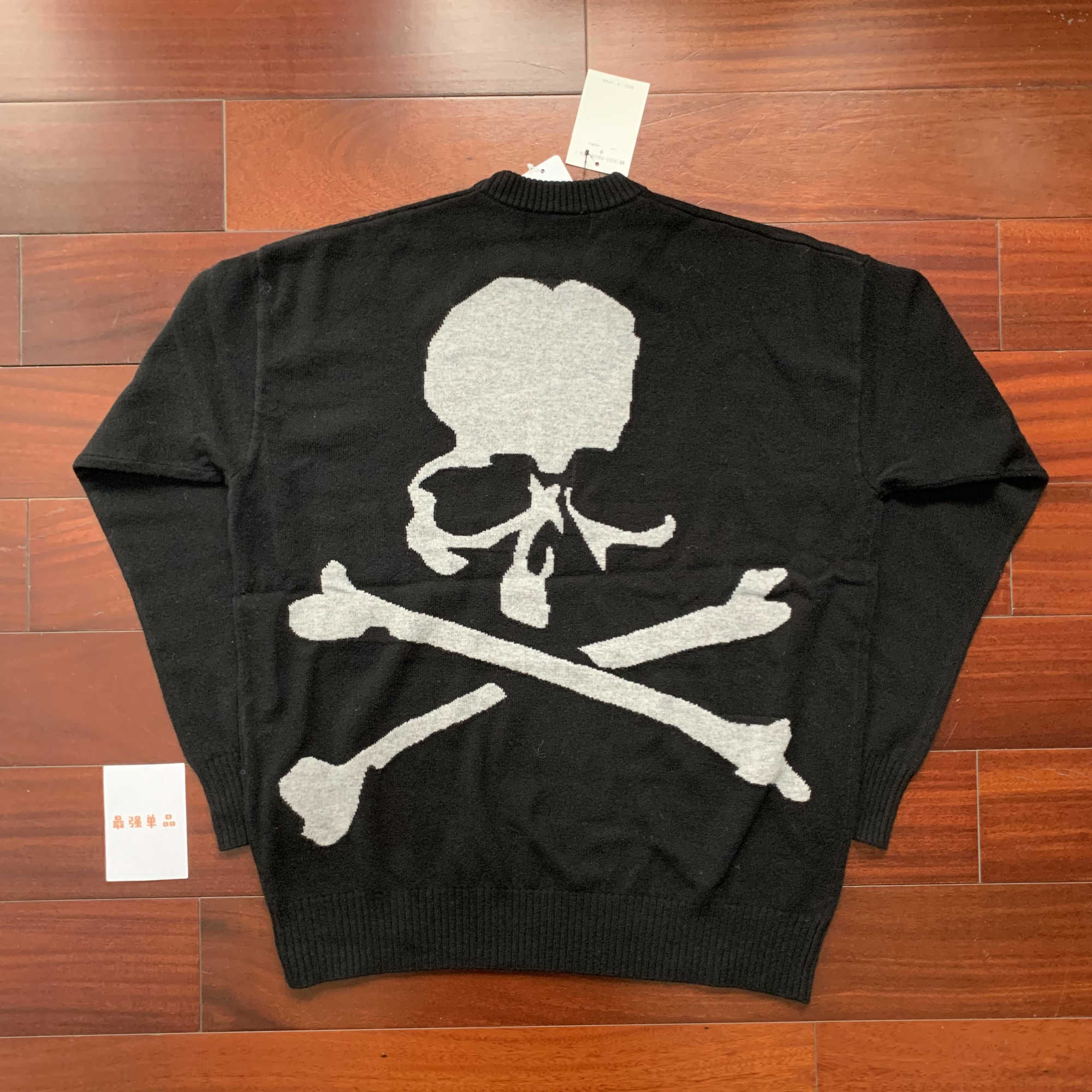 

round Design MMJ Skull neck Pullover cashmere sweater thin sweater, Black