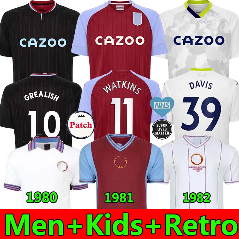 

20 21 Aston Villa soccer jersey GREALISH BARKLEY McGINN WATKINS M.TREZEGUET WESLEY DAVIS Retro 1980 1981 1982 Football Jerseys Men+kids kits, Weila home adult kits