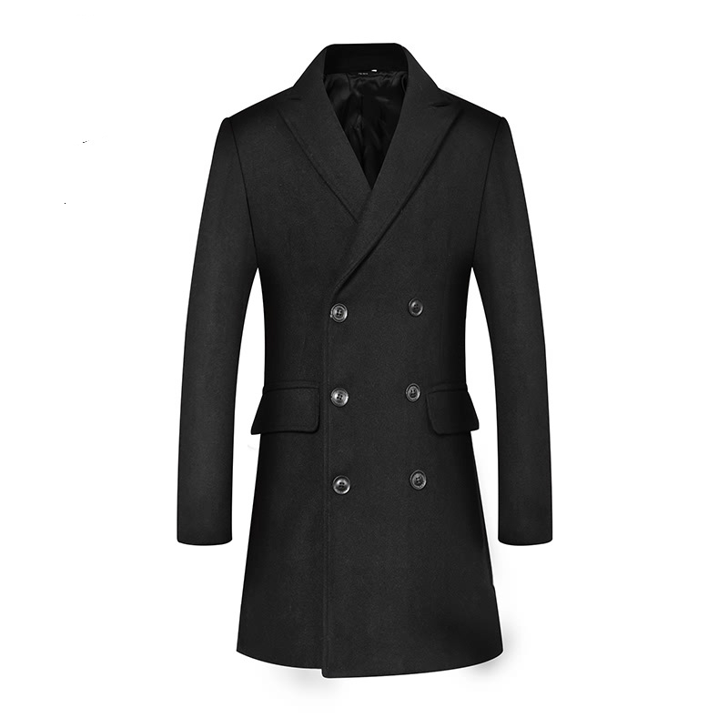 

2021 Coat Men New Solid Color High Qualityn Smart Casual Male Overcoats Wool Blends Mens Coats and Jackets Elt8, Black