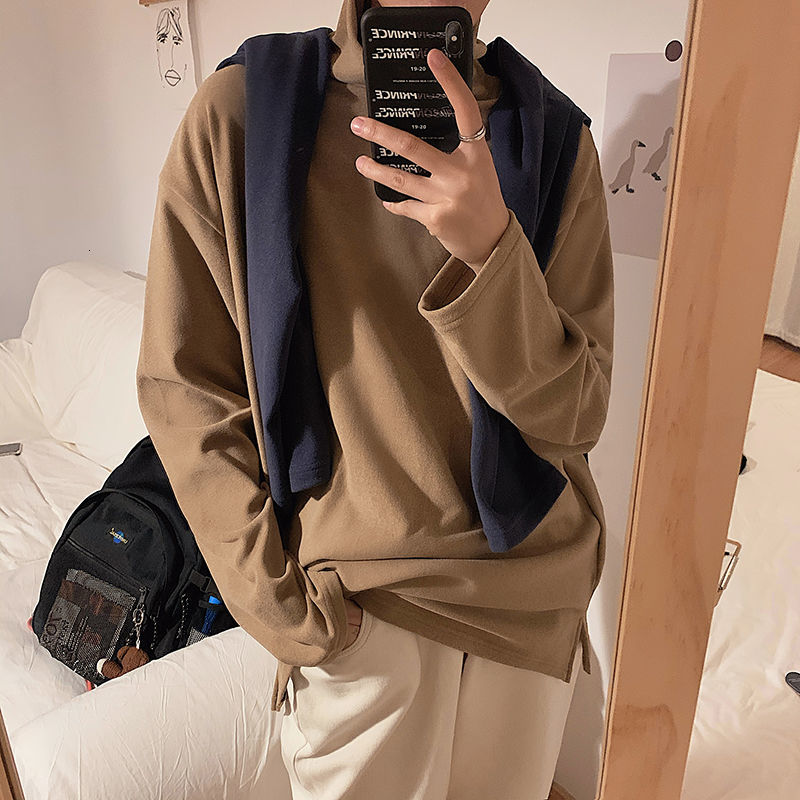 

2021 New Men's Fashion Trend Hoodies Cotton Clothes Coats High Collar Pullover Soft Solid Color Casual Sweatshirts Size M-2xl X32z, White