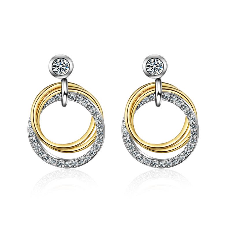 

Stud Double Circle Openwork Circular Forever Earring For Women Girl Lady Fine Jewelry Gift S925 Silver, Golden;silver