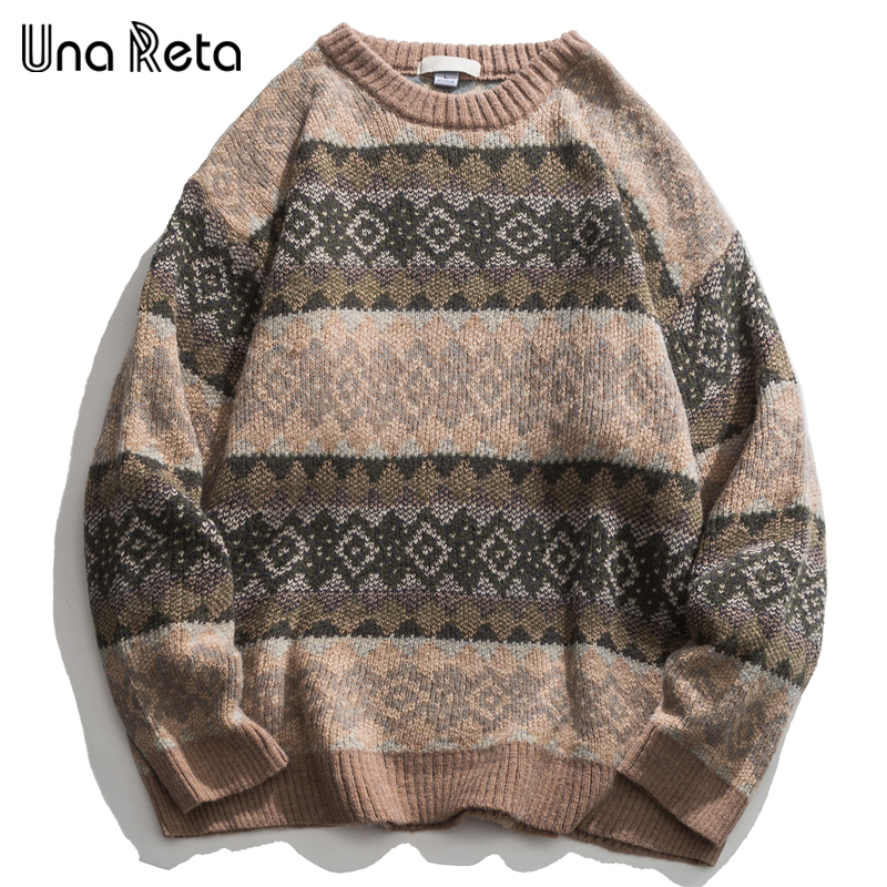 

Una Reta Geometry Mens Sweater New Autumn Winter Hip Hop Sweater Men Streetwear Print Pullover Tops Harajuku Couple Sweater, Pink