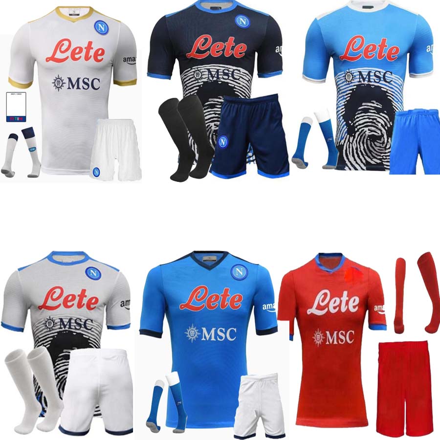

adult kids kit 21 22 Napoli soccer jersey Naples football shirt 2022 KOULIBALY H.LOZANO camiseta de fÃºtbol INSIGNE Maradona maillot foot MER, Black