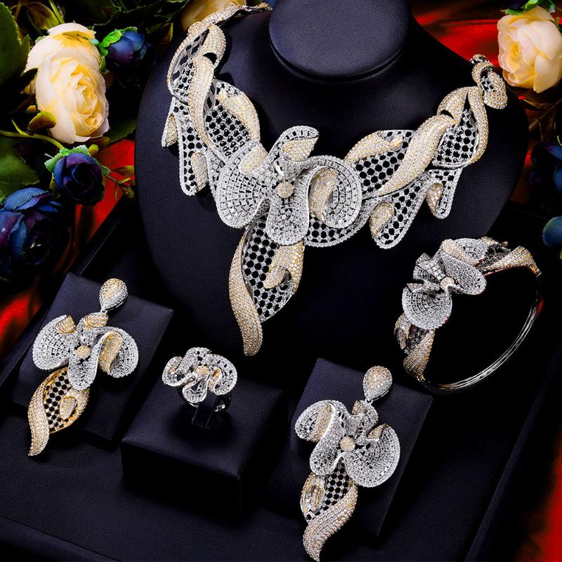 

Earrings & Necklace GODKI Luxury Morning Glory Flower Women Wedding Cubic Zirconia Earring Saudi Arabia Jewelry Set Jewellery Addiction, Silver