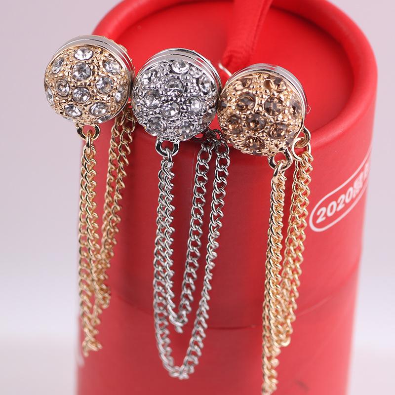 

Pins, Brooches 2021 Crystal Safe Hijab For Women Tassel Strong Metal Plating Magnetic Clip No Hole Pin Female Muslim Jewelry
