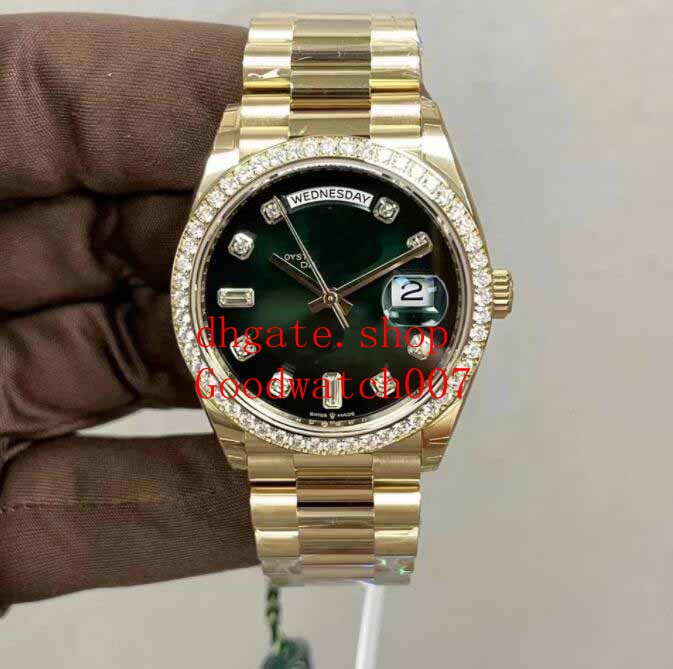 

Women Fashion Wristwatches Datejust 128348RBR 128348 Day-Date 36 Green Dial Diamond Index Bezel Women's Mechanical Automatic Ladies Watches