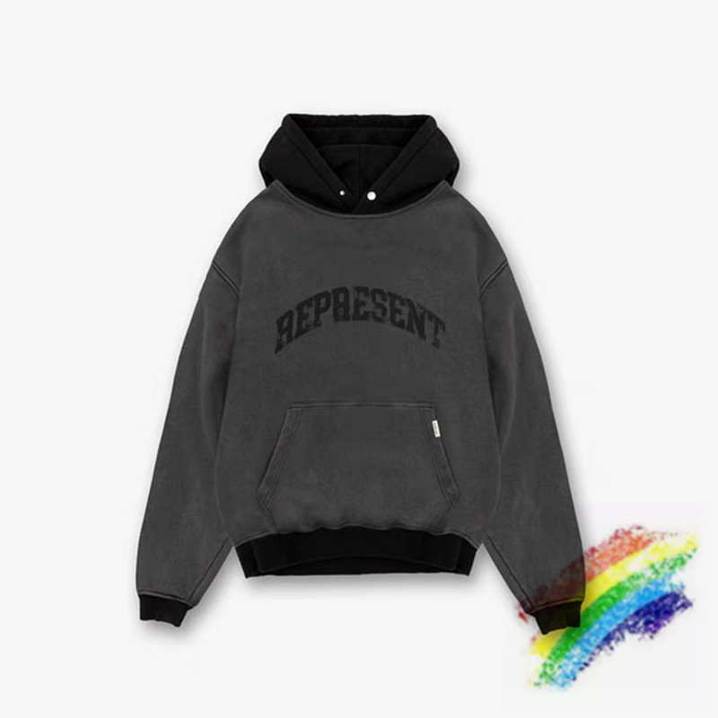 

Patchwork Hooded Men Women 1 Top Quality Pullover Nice Washed Letter Printing Hoodie