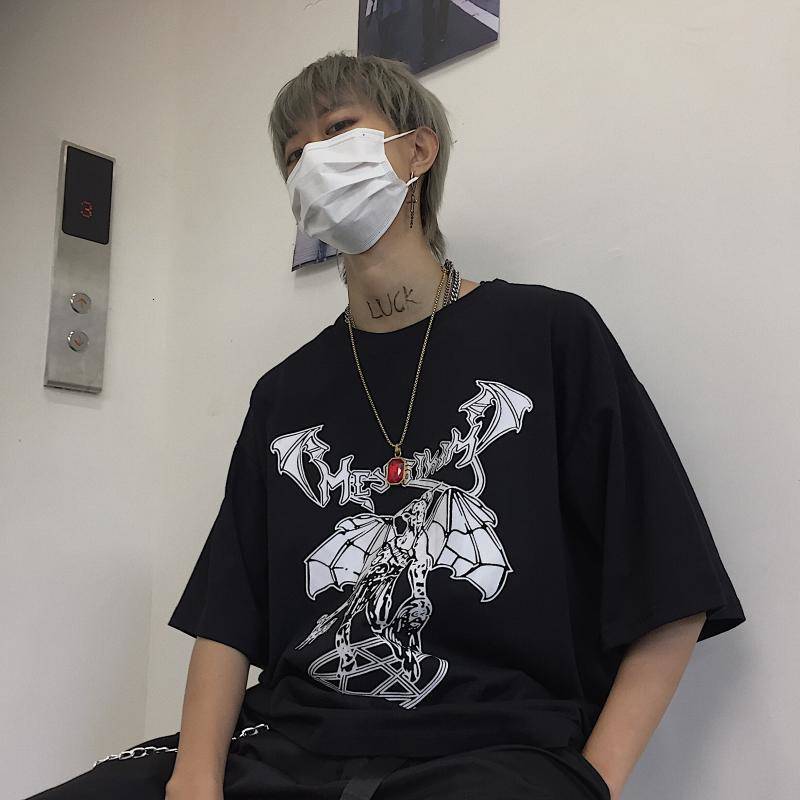 

2021 New Japonesa Meia Manga Camisa Preto Vero Harajuku Tshirt Streetwear Moda Masculina Japo t Camisas Para Menino 5feq