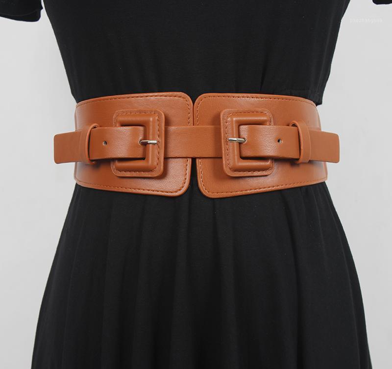

Belts Women's Runway Fashion Elastic PU Leather Cummerbunds Female Dress Coat Corsets Waistband Decoration Wide Belt R3510, Black;brown