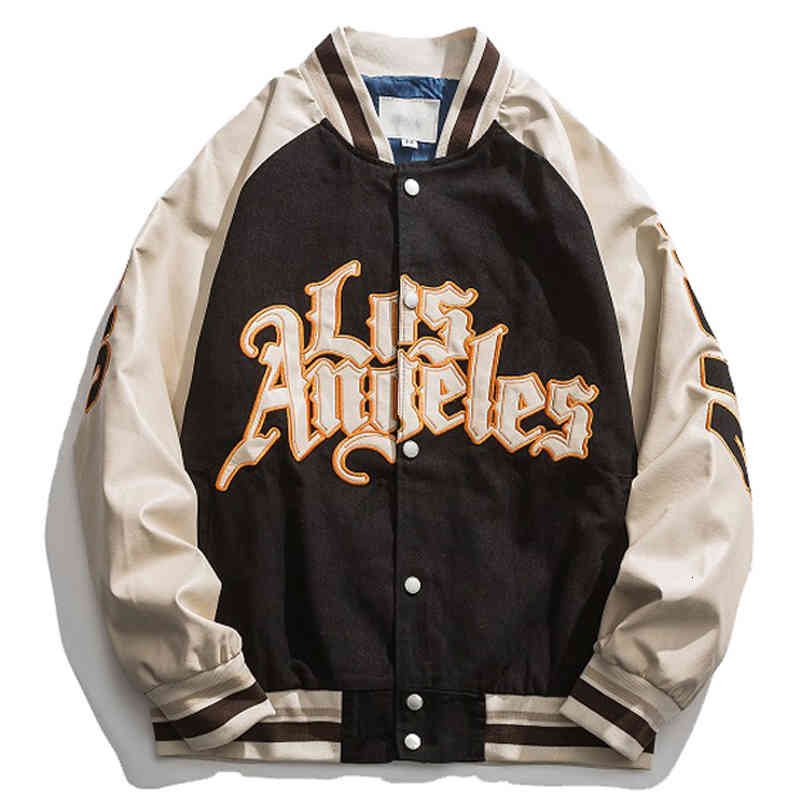 

men's jackets bordado jaqueta de beisebol homens primavera & outono casal retalhos casual bomber unisestilo colÃ©gio streetwear novo 5r3, Black;brown
