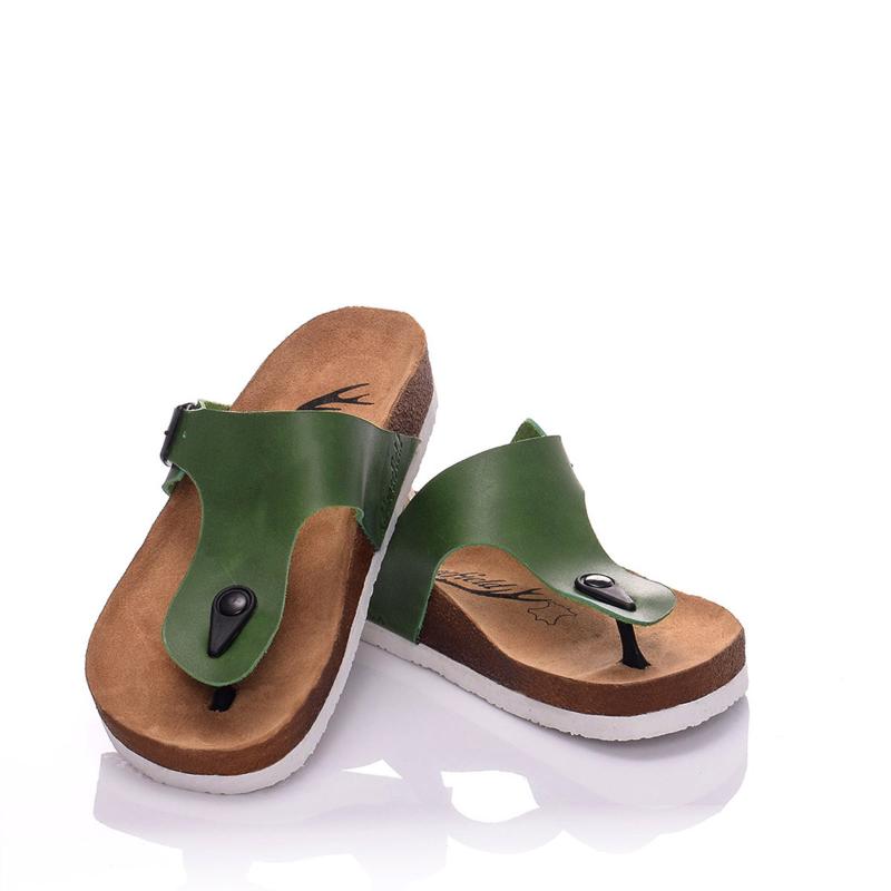 

Moosefield Genuine Leather Summer and spring season Women's Slippers MD-16MMF New model flip-flops slippers, Green