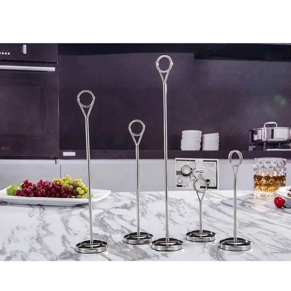 Stainless Steel Table Number Snap Place Card Holder Table Picture Display Wire Photo Clip Menu Memo Note Stand-image-755163706