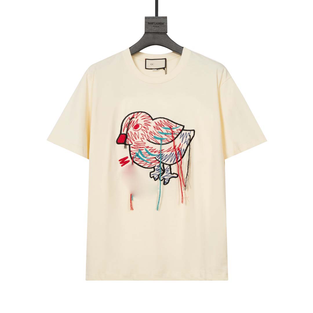 

21SS T-shirt men's summer short-sleeved high-quality T-shirt street hip-hop Paris fashion embroidery round neck men's and women , White;black