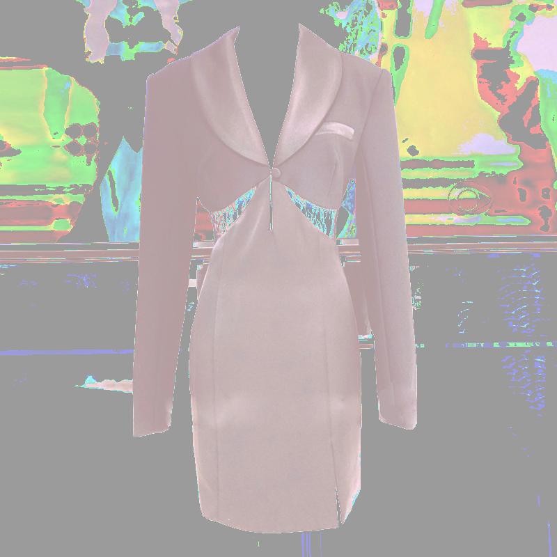 

Casual Dresses Red RoosaRosee Top Quality Spring Summer 2022 Women Sexy Turn-down Collar Long Sleeve Lace Perspective Dress Vestidos Robe Fe, Black;gray