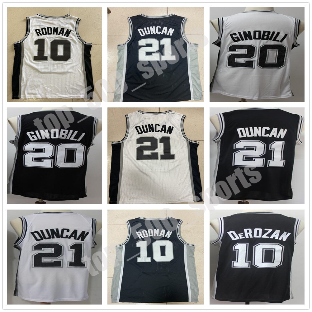 

Retro Jersey Vintage Classic David 50 Robinson Tony 9 Parker Manu 20 Ginobili Basketball Shirts Black White Grey DeMar 10 DeRozan, Colour 1