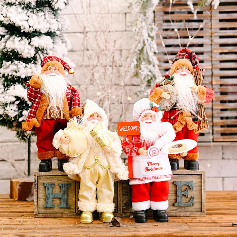 

Standing Posture Santa Claus Doll Figurine Christmas Tree Pendant Ornaments Santa Claus Doll Xmas Hanging Ornaments
