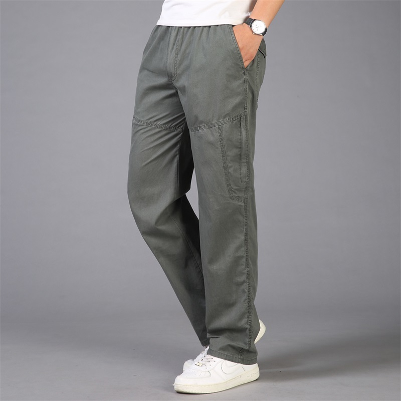 

New 2021 Cargo Casual Pockets Large 5xl Breathable Men's Big and Tall Summer Straight Pants Long Homme Yqro, Green.