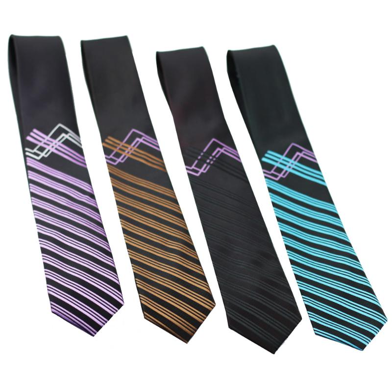 Neck Ties Coachella Panel Stripe Necktie Microfiber Fashion Skinny Tie 6cm-image-703786259