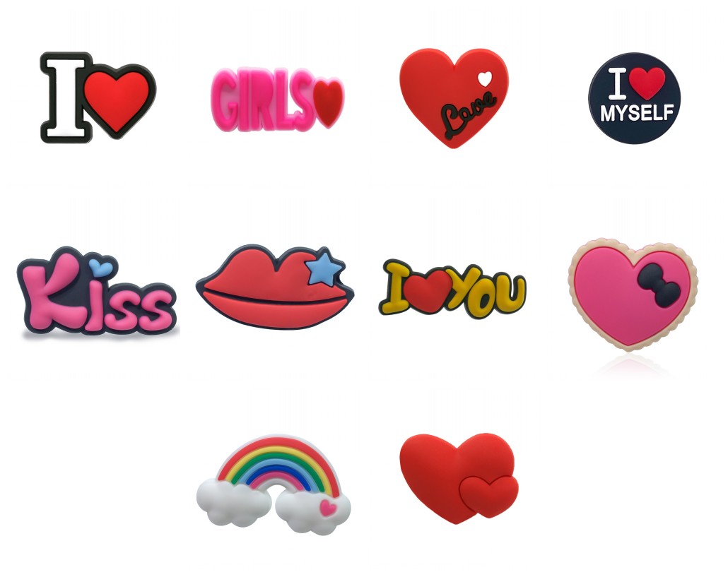 

100pcs + custom love heart pvc shoe charms shoecharm buckles fashion accessories soft rubber jibitz for croc shoes, White;pink