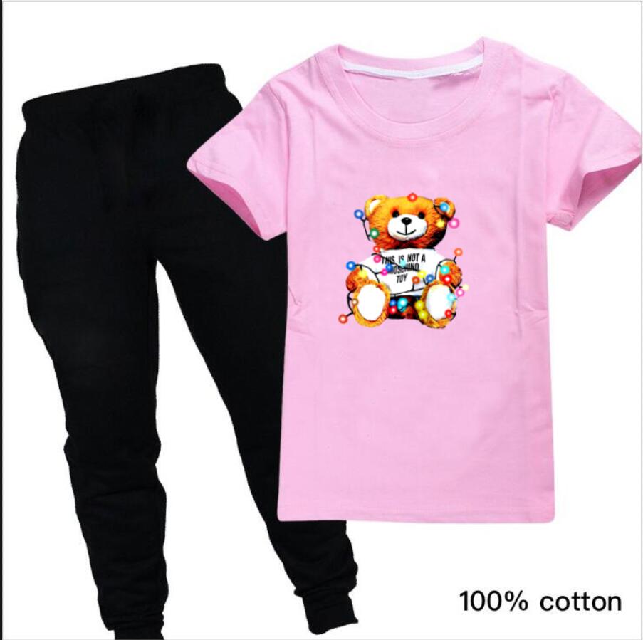 

Children's fashion classic Summer Fashion Clothing Sets Kids Clothes Thin Short sleeves + trousers Boys Girls Print 2-7 Years Baby, Black n