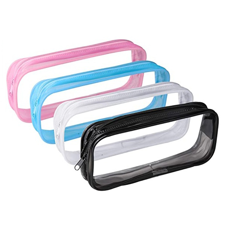 

PVC Pen Bag Pencil Clear Case Cosmetic Bag Large Capacity Bag With Zipper Stationery Cosmetic Convenient Student Pencil Bags