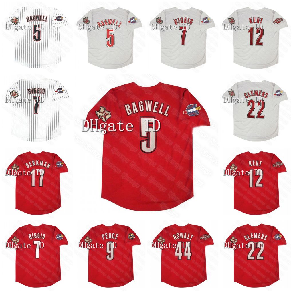 

Vintage 2005 Houston Baseball Jersey 7 Craig Biggio 5 Bagwell 22 Roger Clemens 17 Lance Berkman 44 Roy Oswalt 9 Hunter Pence 12 Jeff Kent Stitched embroidery Jerseys, As pic