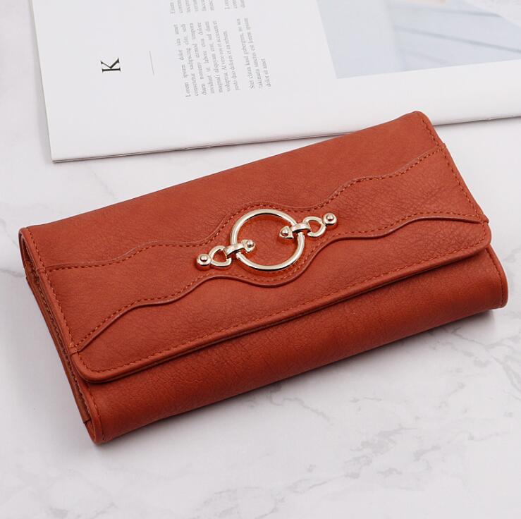 

Factory wholesale leather shoulder bag simple wild folding long wallets street fashion buckle women wallet multifunctional leathers storage coin purse, Grey3(boutique box)