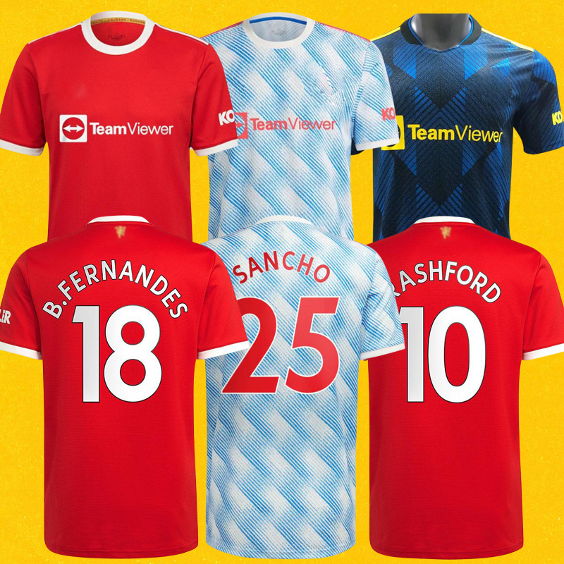 

Manchester soccer jerseys 2021 2022 UNITED GREENWOOD UTD VAN DE BEEK B. FERNANDES RASHFORD football shirt 21 22 man + kids kit, Third