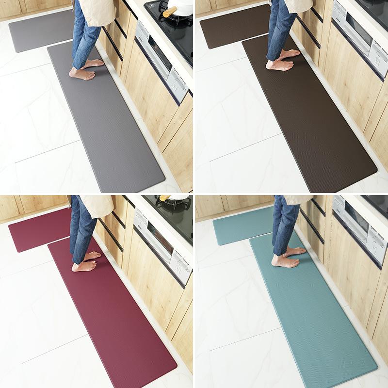 

Simple Solid Color Anti-oil Kitchen Floor Long Strips of PU Leather Household Waterproof Non-slip Mats Easy To Care and Scrub, 02