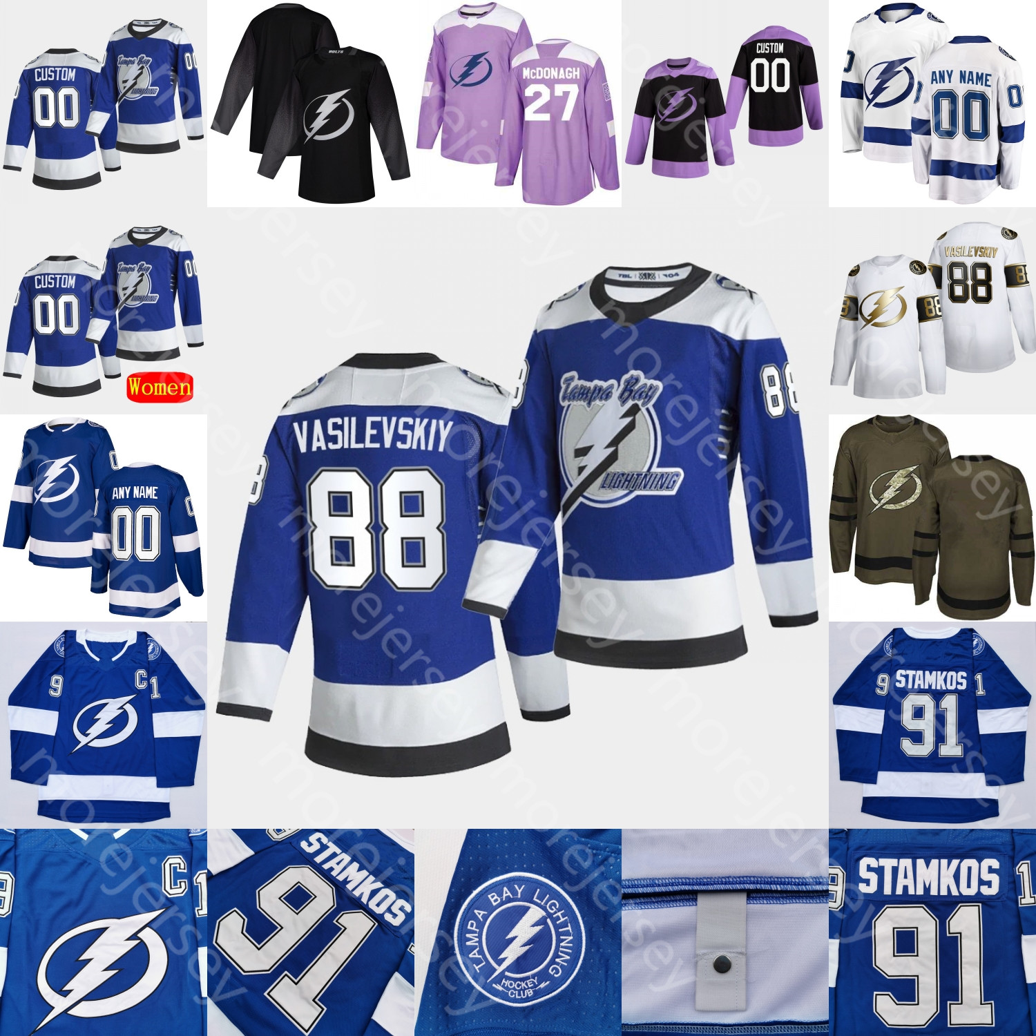 

Tampa Bay Lightning Ice Hockey Jersey Curtis McElhinney Martin Nilsson Palat Jan Rutta Schenn Sergachev Smith Stephens Vasilevskiy Volkov, Salute to service