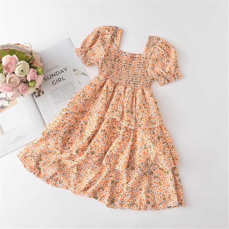 

Baby Girl Dress Summer New Baby Girls Clothes Casual Floral Party Princess Dress Cotton Kids Clothing Newborn 2-6Y, Yellow