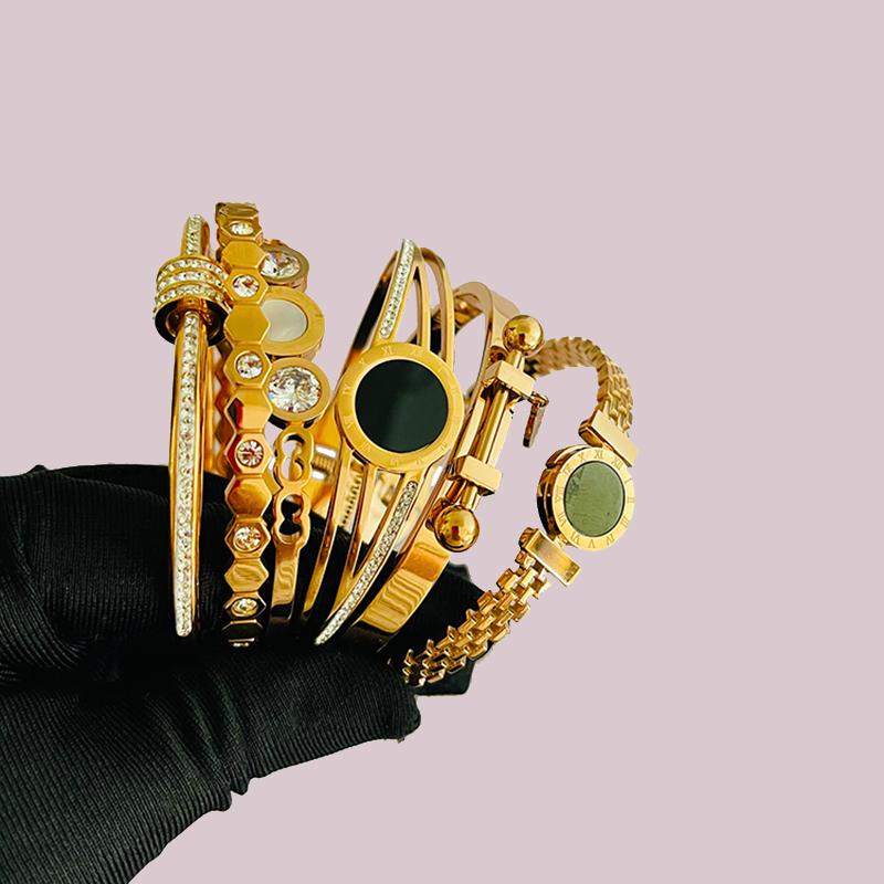 

Bangle 20 Pcs/Lot Exquisite Designs Hard Wirstband Cubic Zirconia Wire Cuff Bangles Stainless Steel Jewelry For Women And Men