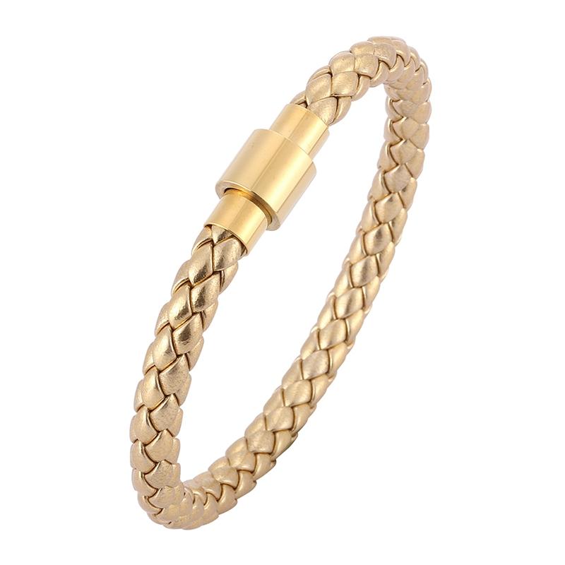 Charm Bracelets Punk Men Women Jewelry Rope Bracelet Gold Color Stainless Steel Magnet Buckle Fashion Wristband Gifts SP0526-image-707932344