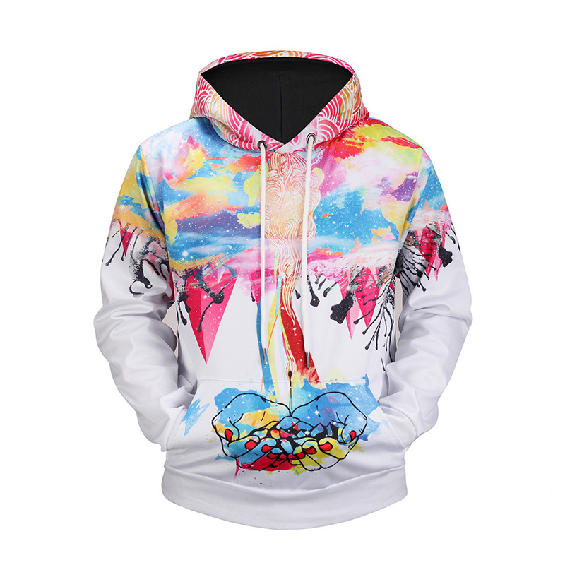 

fashionChao High Quality Mens Leisure brand 3D watercolor digital printing Hoodie color men's long sleeve