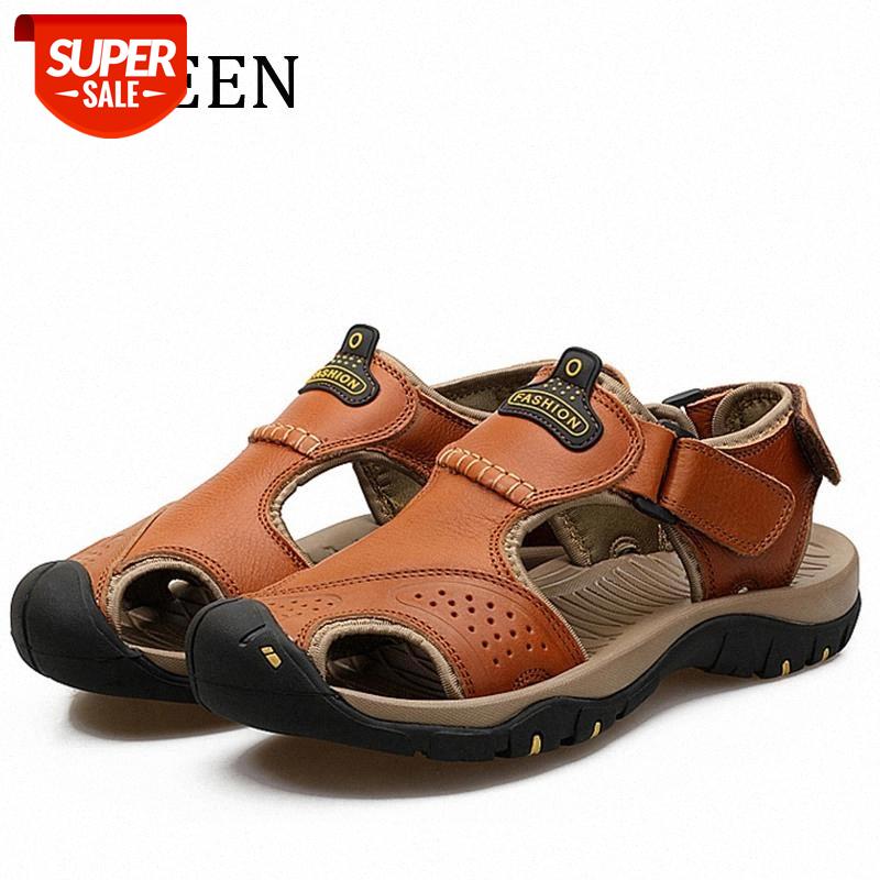 

YWEEN Men Sandals Leather Summer Hollow Breathable Non-slip Casual Outdoor Beach Sandals Men Sport Leather #yo6r, Black
