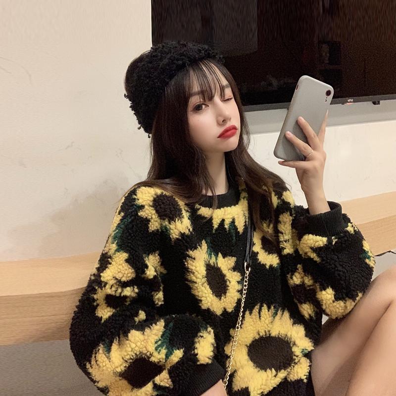 

2021 New Wool Sweaters Women Autumn and Winter Suower Knitted Long Sleeve Jumpers Round Collar Outerwear Girls Cute Pullover Zdtn, Black