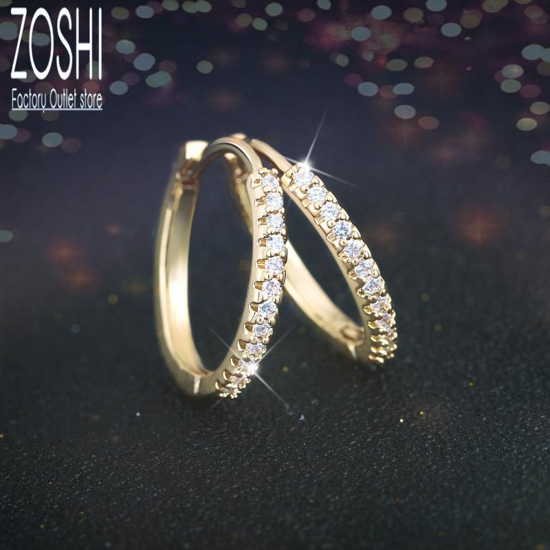 

Hoop & Huggie 1Pair 15mm Round CZ Cartilage Earrings Ear Gold Plated Shiny Crystal Buckle For Women Simple Boho Classic Circle Stud