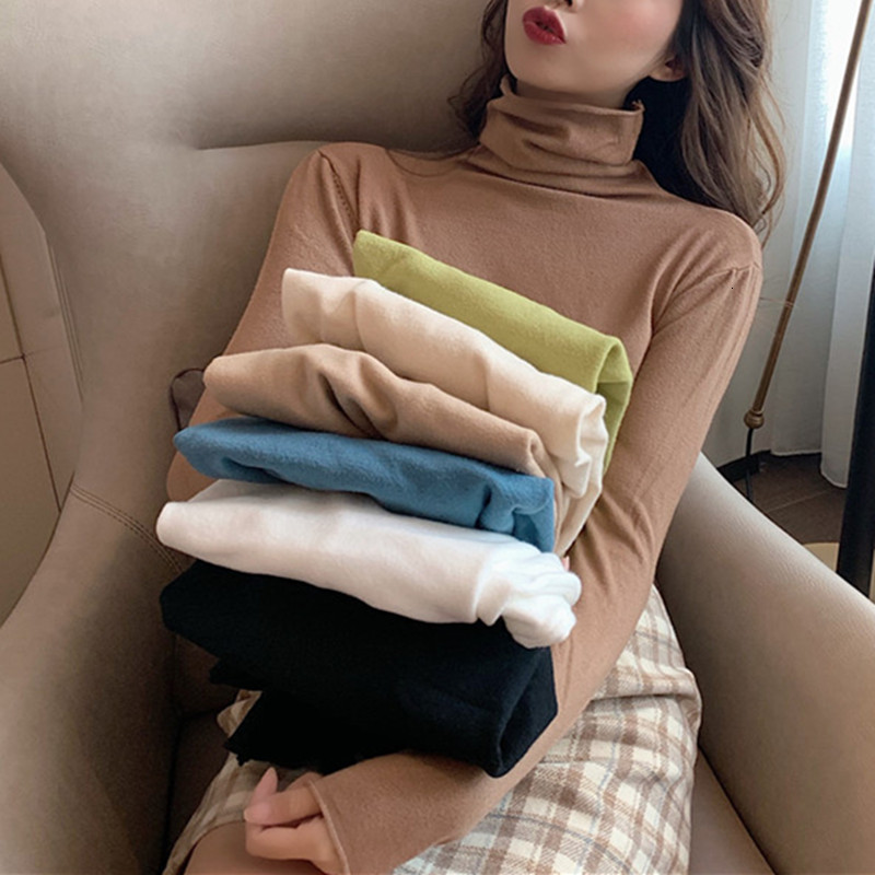 

2021 New Sweater Winter Clothes Turtleneck Long Sleeve Woman Sweaters Fall White Korean Fashion Vintage Pullover Harajuku Knit Top Jnli, Green