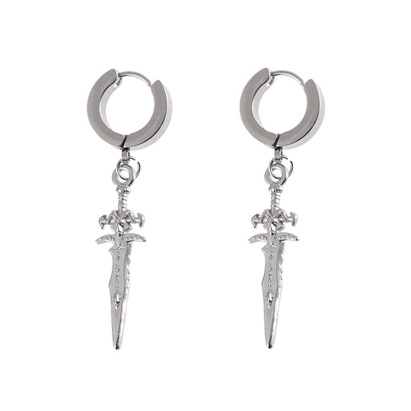 

Dangle & Chandelier HipHop/Rock Staniless Steel Dagger Drop Earrings For Men Women Small Sword Punk Fashion Jewelry 2021 Gift, Silver