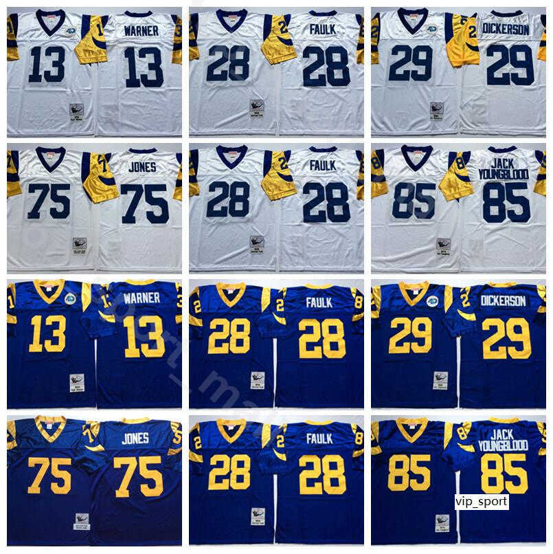 

NCAA Football 29 Eric Dickerson 13 Kurt Warner Jerseys 28 Marshall Faulk 85 Jack Youngblood 75 Deacon Jones Blue White Men Vintage, 29 purple