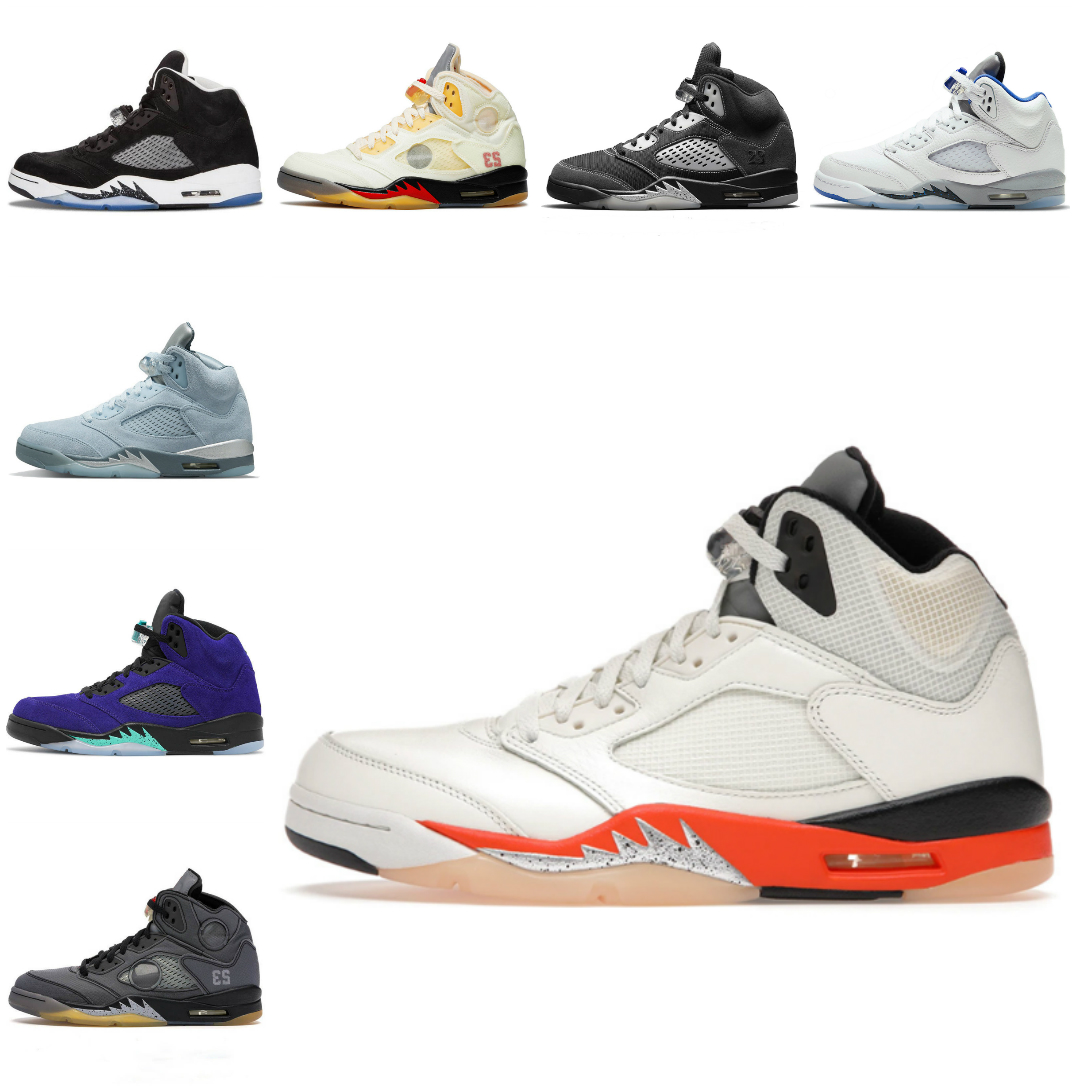 

Jumpman 5 5s Mens Basketball Shoes Shattered Backboard Bluebird Anthracite oreo Raging Red Hyper Royal Sail White Cement Alternate Grape Jade Horizon Men Sneakers, Bubble package bag