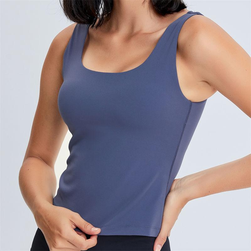 

Yoga Outfit Nepoagym BLUESY Women Waist Length Workout Tank Top With Built In Bra Brushed U Neck Long Sports Sleeveless Gym Shirt
